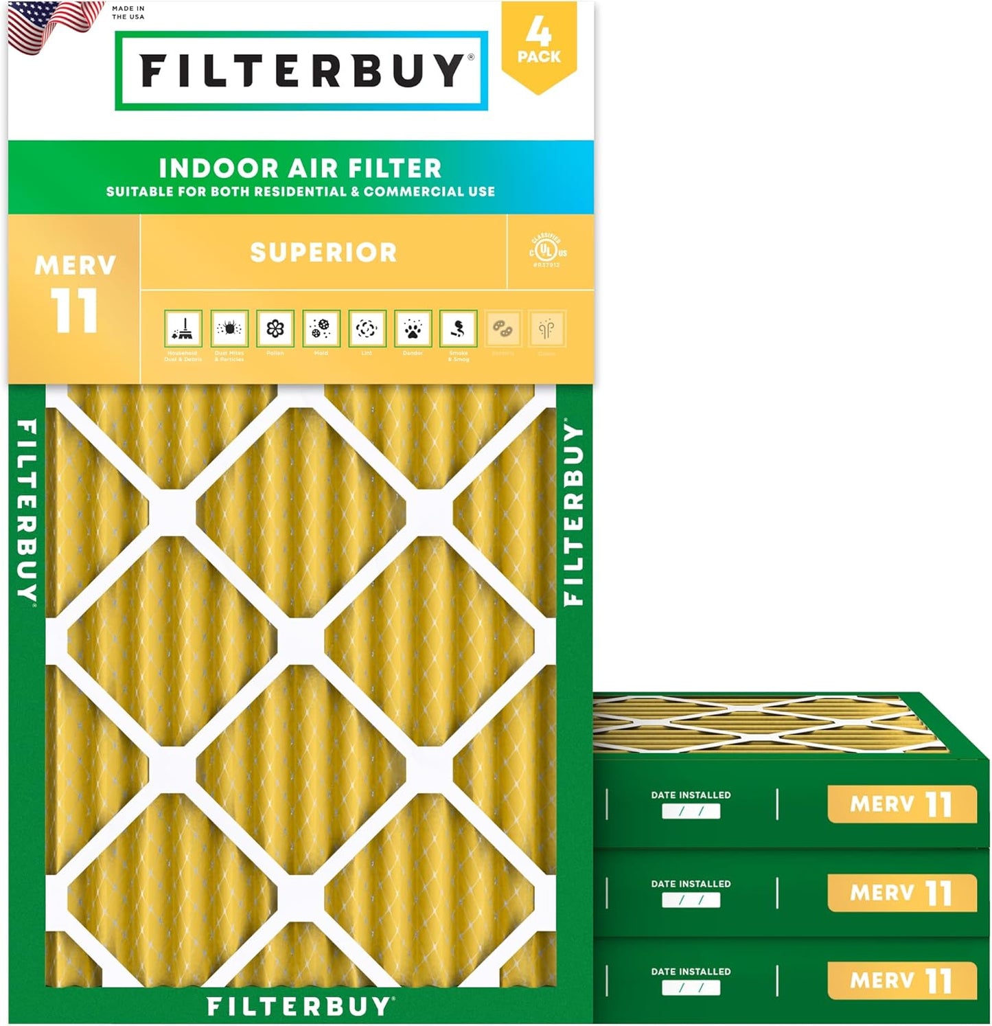 Filterbuy 14x24x2 Air Filter MERV 11 for Pet & Allergy Defense