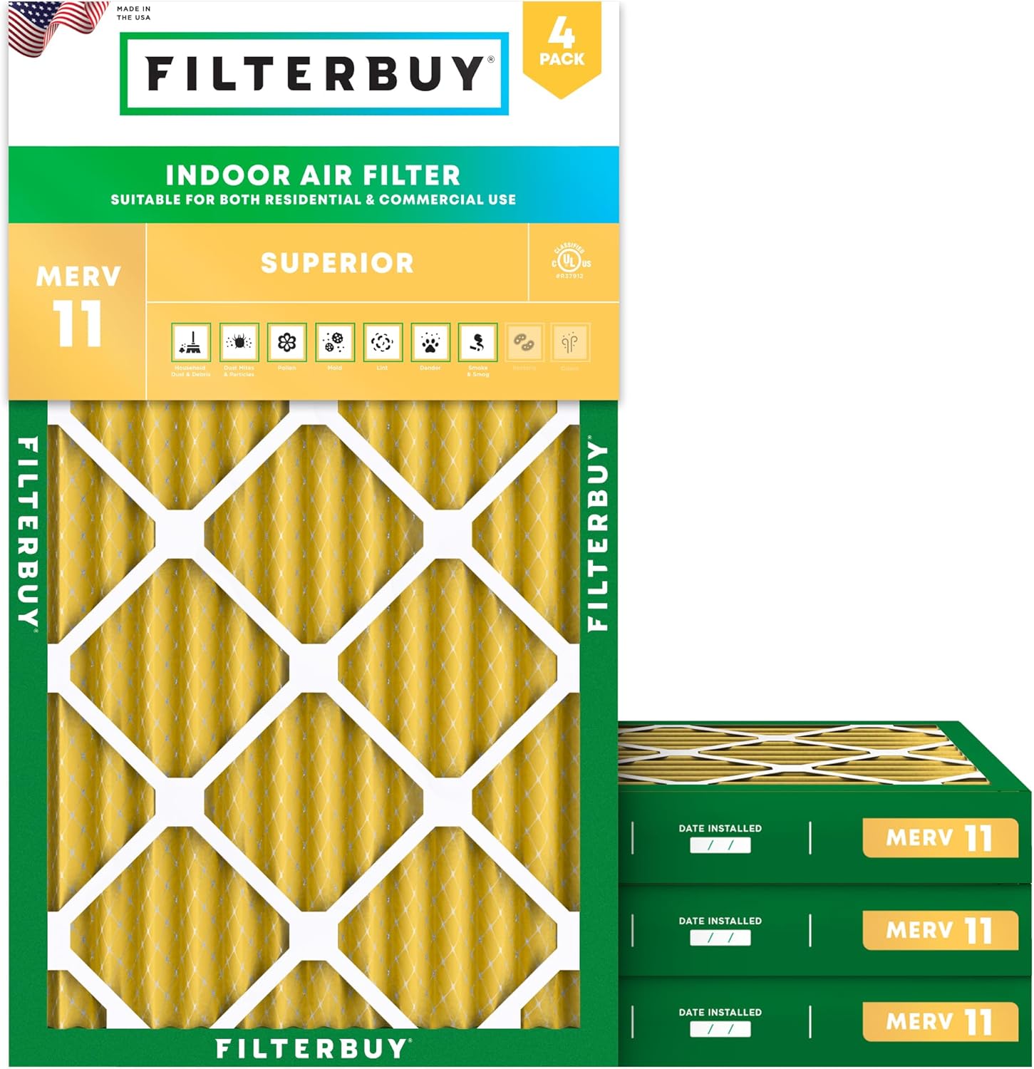 Filterbuy 14x24x2 Air Filter MERV 11 for Pet & Allergy Defense