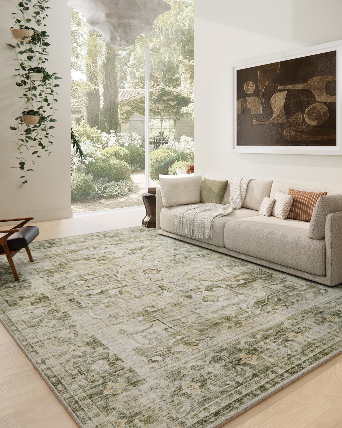 Washable Area Rugs for Living Room: Soft Boho Rug 9x12