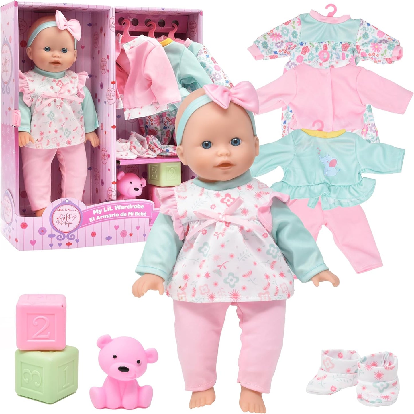 14 Inch Soft Body Baby Doll with Clothes Set and Accessories