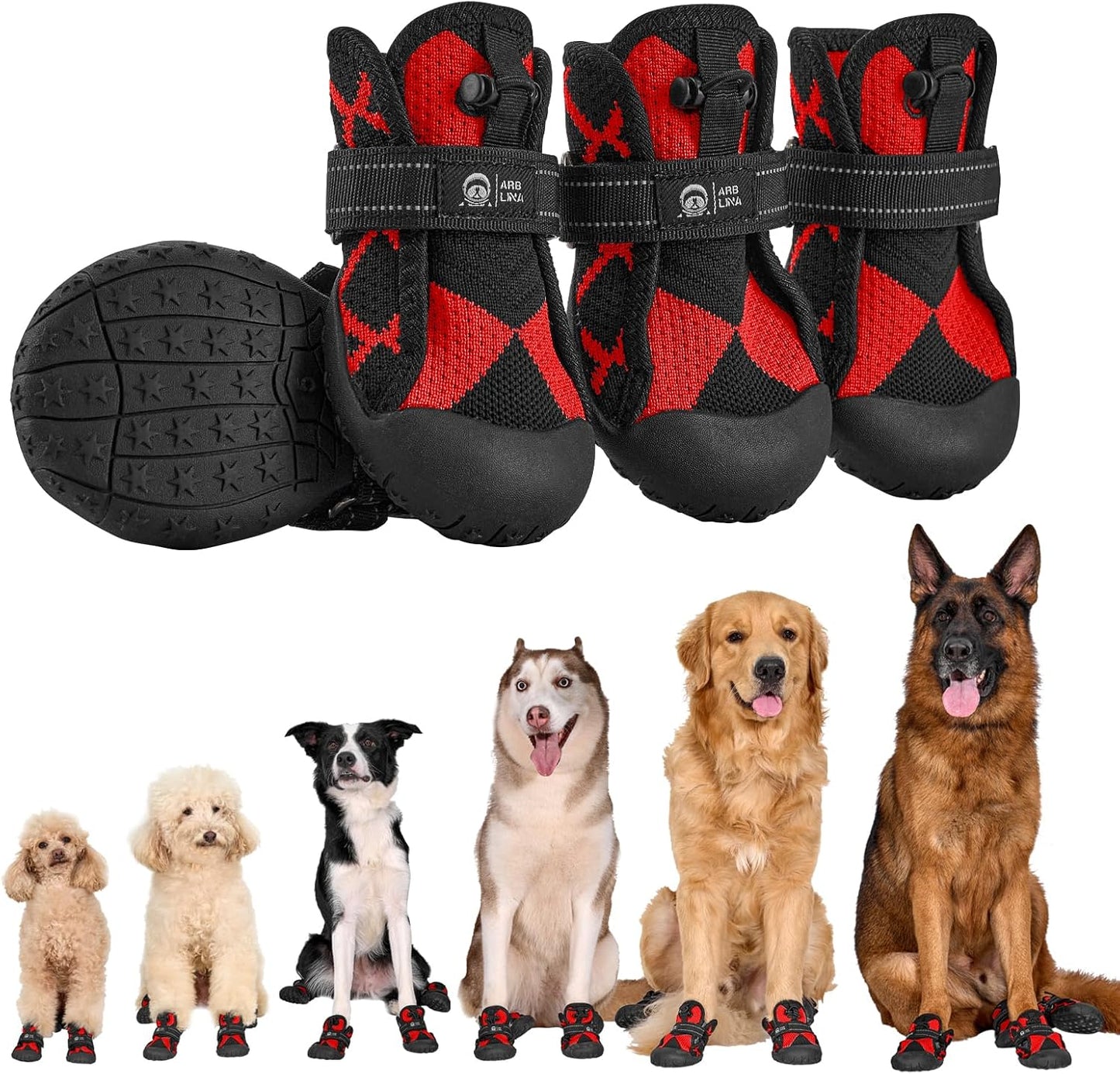 Dog Shoes for Large Medium Dogs - Waterproof Anti Slip Booties