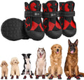 Dog Shoes for Large Medium Size Dogs - Waterproof Non-Slip Red Boots