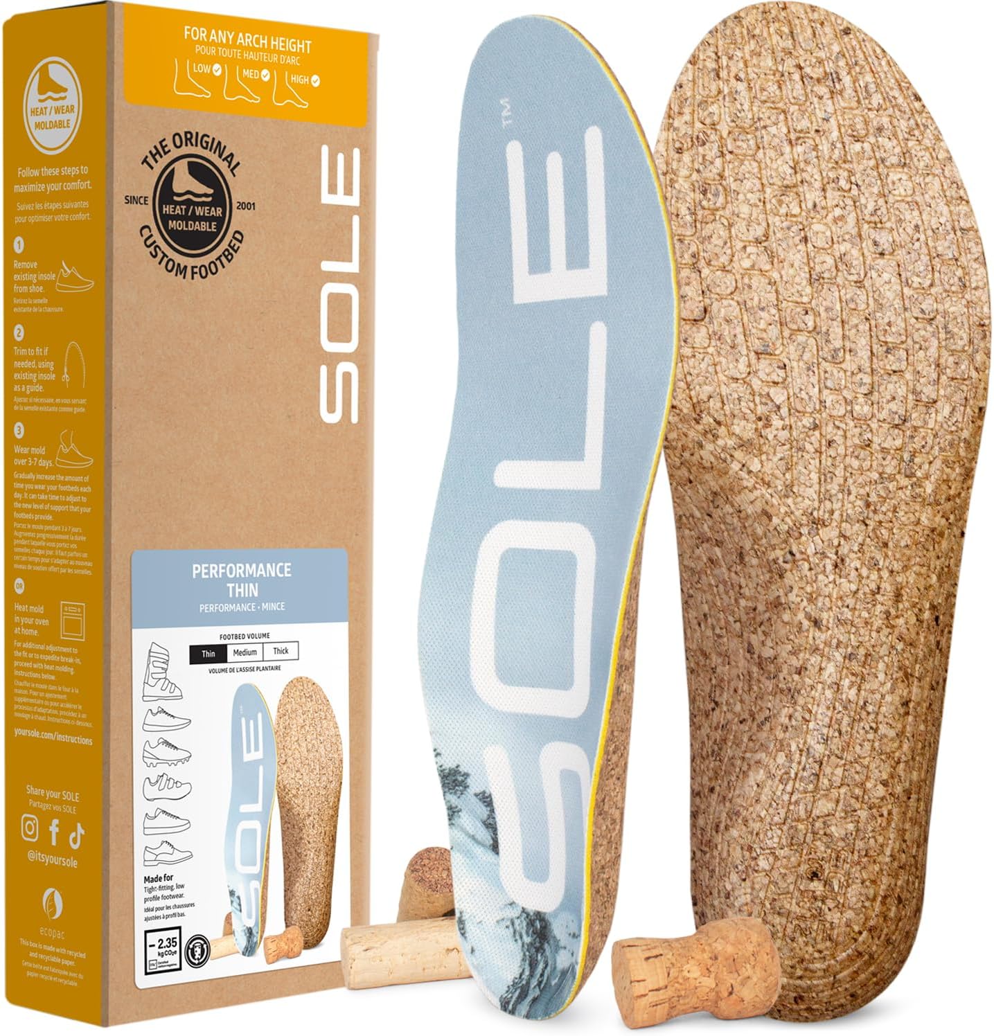 SOLE Performance Thin Shoe Insoles for Plantar Fasciitis Relief
