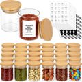 4oz Glass Spice Jars with Bamboo Lids and 315 Labels - Clear Storage