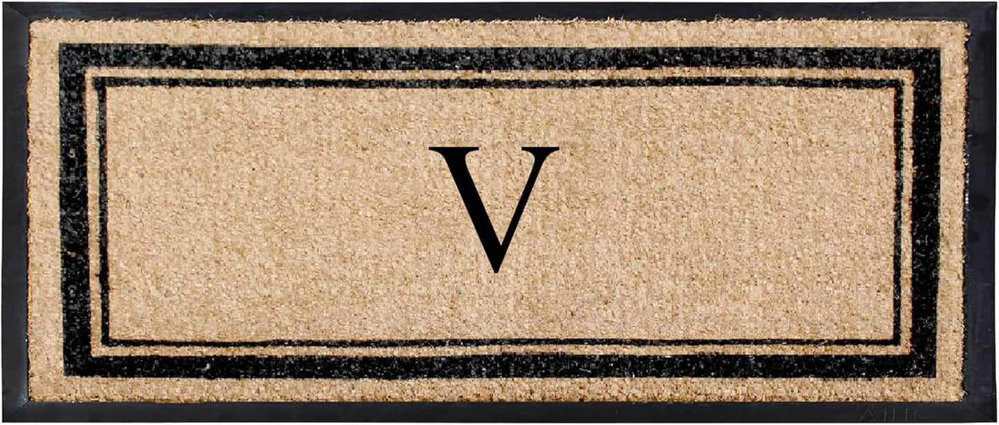 Natural Coir & Rubber Hand Flocked Large Monogrammed Door Mat