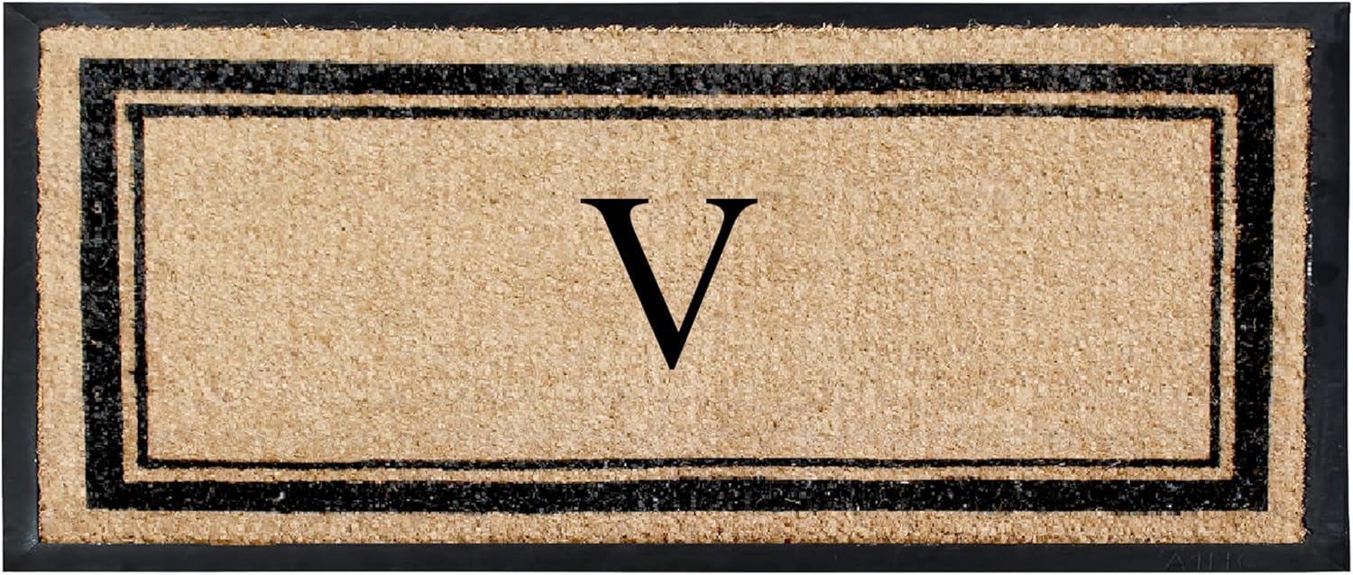 Natural Coir & Rubber Hand Flocked Large Monogrammed Door Mat