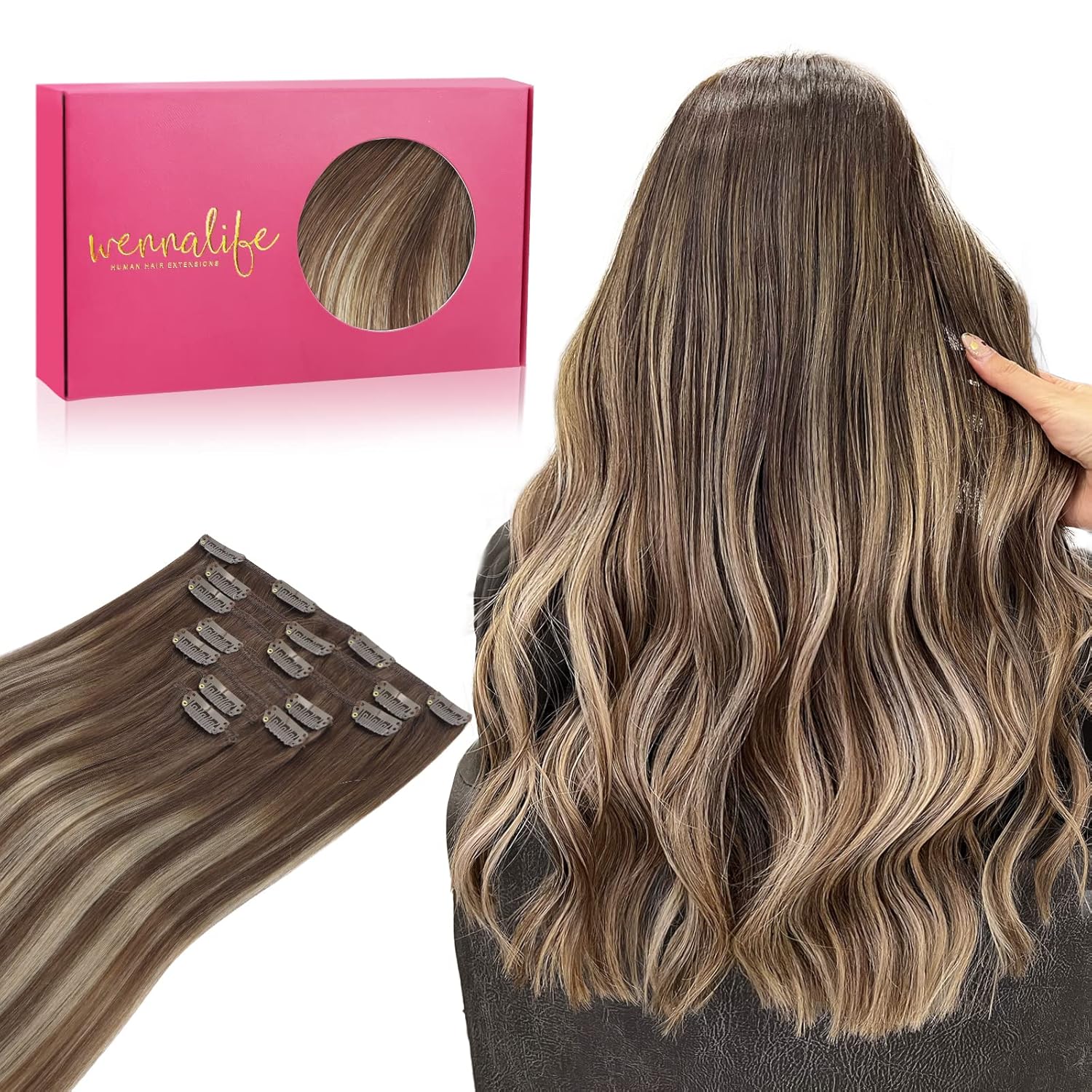 WENNALIFE Clip in Hair Extensions for Natural Volume & Length
