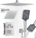 KOJOX Brushed Nickel Thermostatic Shower System - Dual Rain & Wall