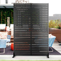 Metal Privacy Screen 72in H 47in W Black Louvered - Freestanding
