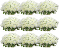 Jexine 100 Pieces Artificial Roses Bulk White - Realistic Long Stem