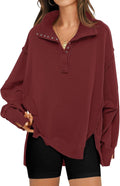 RUBZOOF Oversized Sweatshirt for Women - Button Henley Pullover