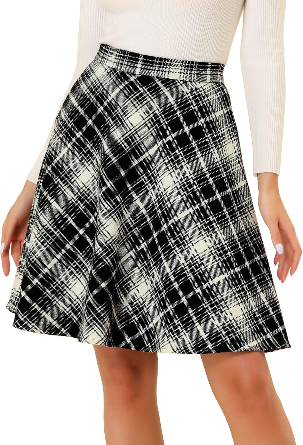 Allegra K Women's Vintage Tartan A-Line Skirt for Casual Wear