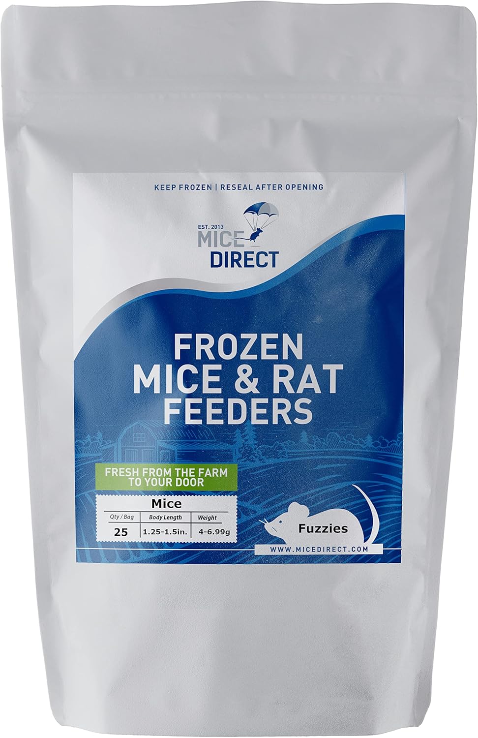 25 Frozen Mice Fuzzie Feeders for Snakes and Reptiles