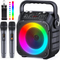 Portable Karaoke Machine with Dual Wireless Mics & Lights