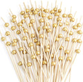 Bamboo Cocktail Picks 200 Pcs, Fancy Gold Mini Toothpicks