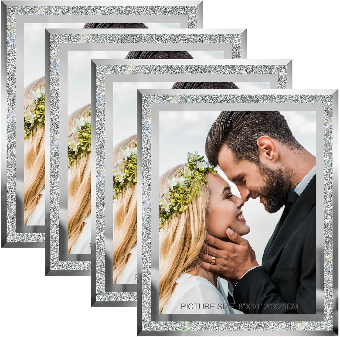 HIKWADERY 8x10 Picture Frames Silver - Set of 4 for Display