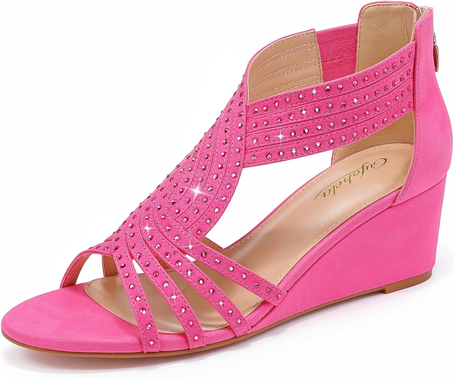 Sparkly Rhinestone Open Toe Wedge Sandals for Women Events