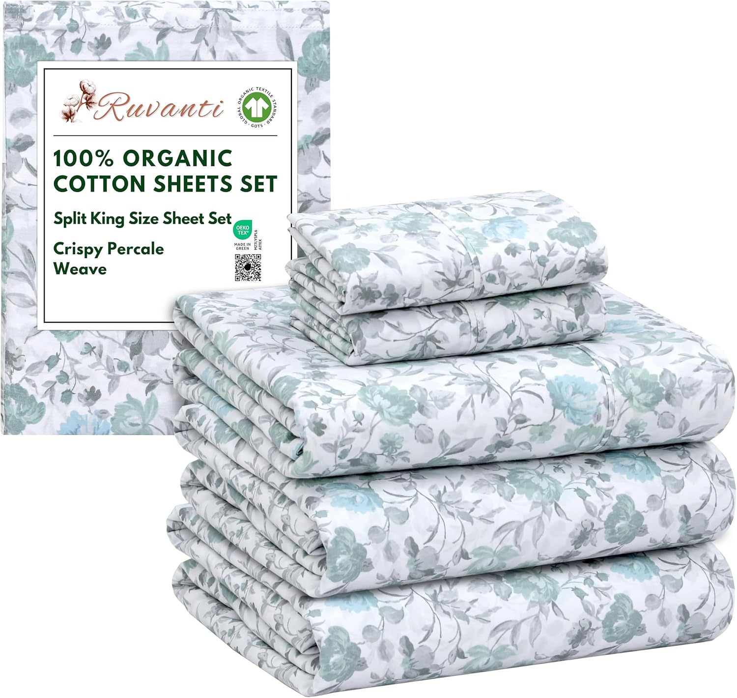 100% Organic Cotton Sheets Split King Set for Ultimate Comfort