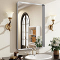 Silver Bathroom Mirror 36x24 in Rectangular Aluminum Frame - Modern