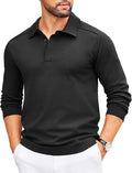 Mens Knit Polo Sweater Long Sleeve Collared Polo - Classic Casual Fit