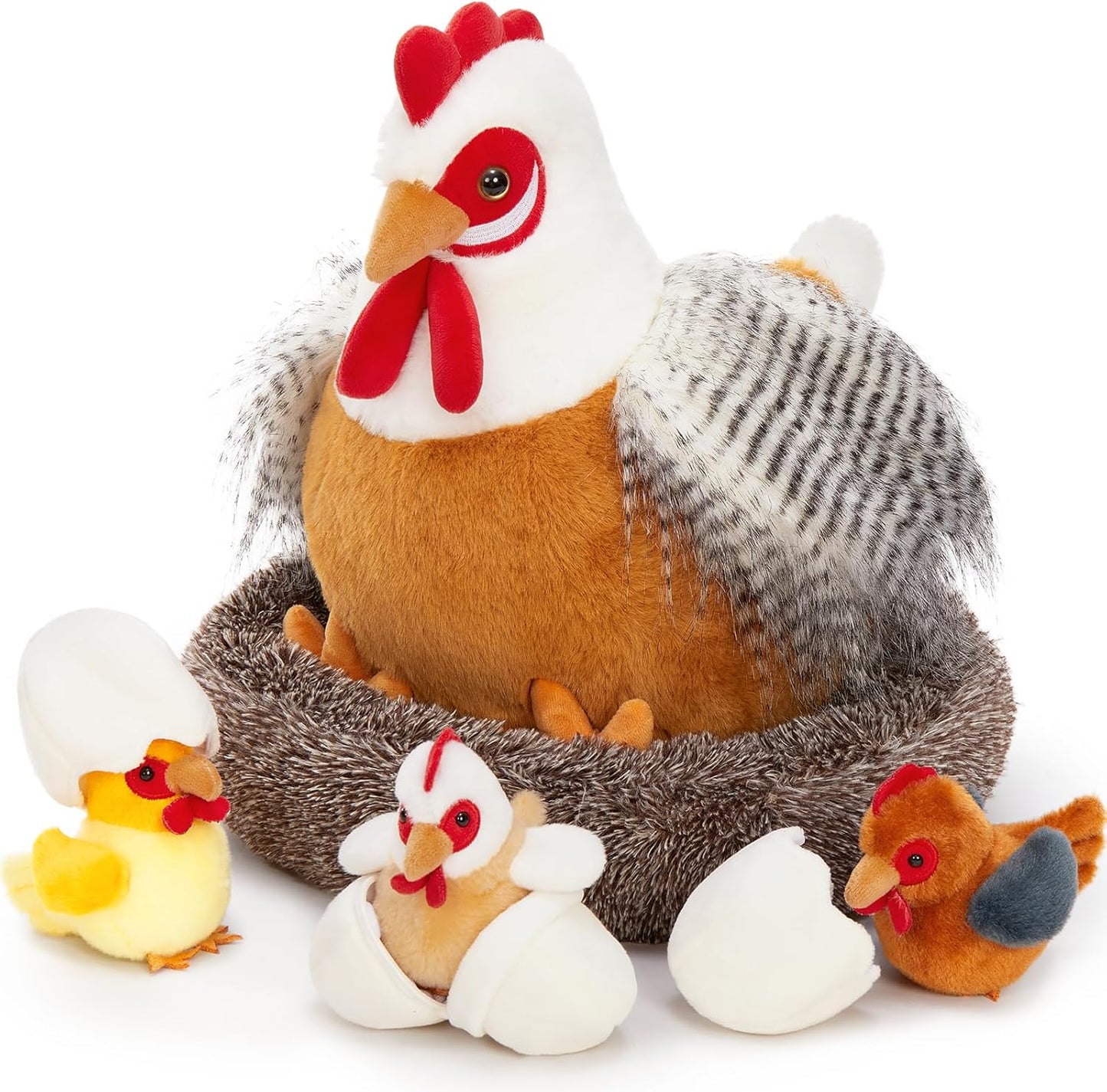 MaoGoLan Chicken Stuffed Animals Set with Nest and Eggs for Kids