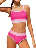 Girls Color-Block Adjustable Straps Bikini Set - Comfortable Fit