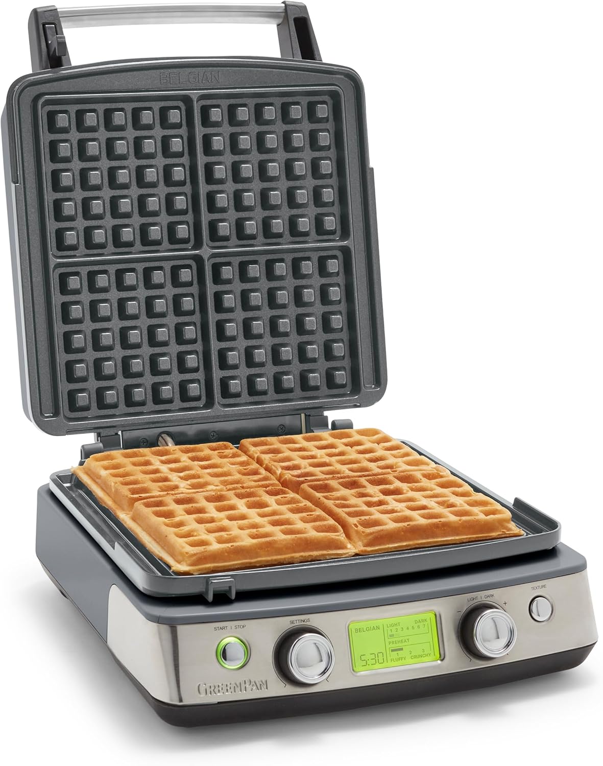 GreenPan Elite Waffle Maker with Adjustable Shade Control