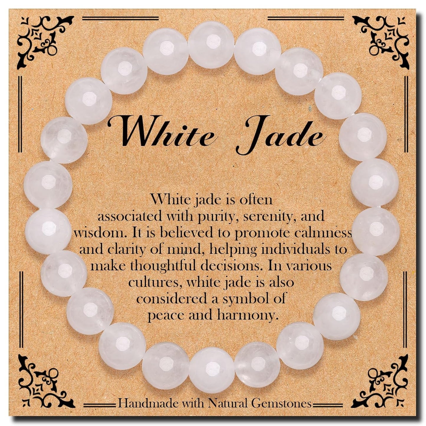 8mm White Jade Bracelet: Natural Stress Relief