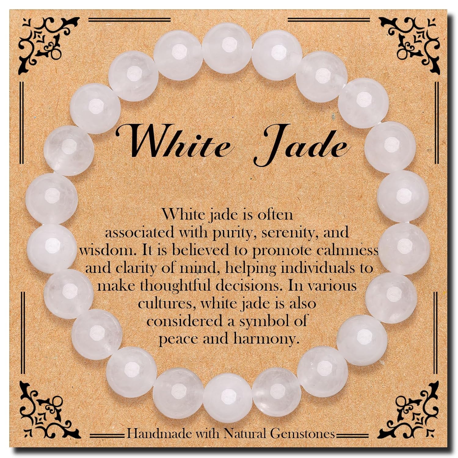 8mm White Jade Bracelet: Natural Stress Relief