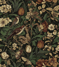 Bird Floral Peel and Stick Wallpaper 17.3 in x 394 in - Retro Dark