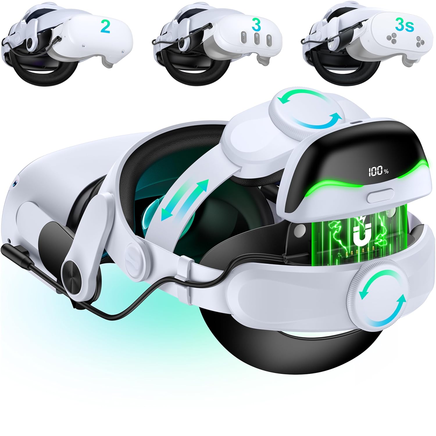 Meta Quest 3 Head Strap with Battery - Comfort & Performance