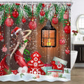 Winter Christmas Shower Curtain Set - Colorful Mermaid Holiday Design