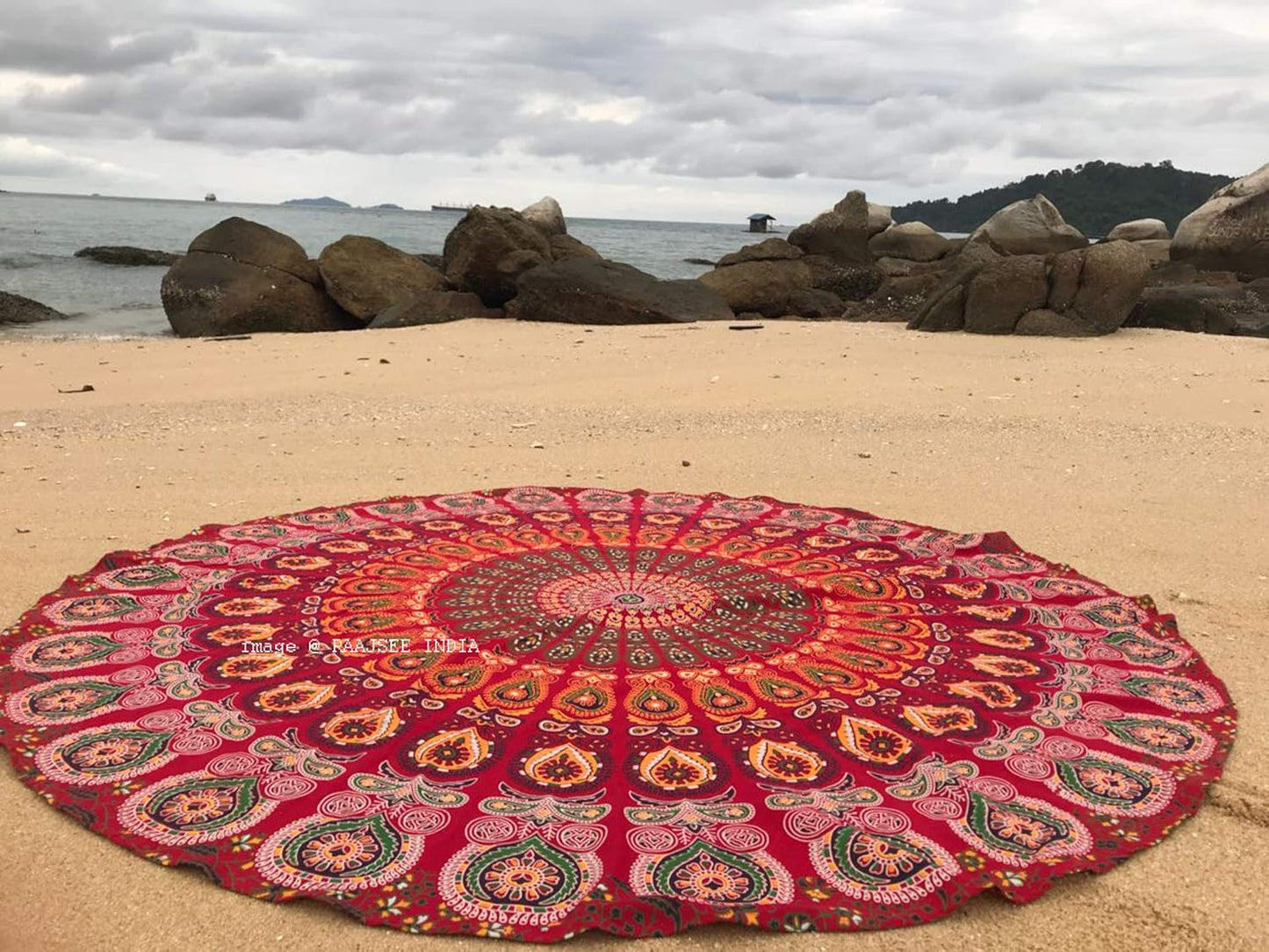 Boho Beach Blanket - Raajsee Round Mandala Tapestry