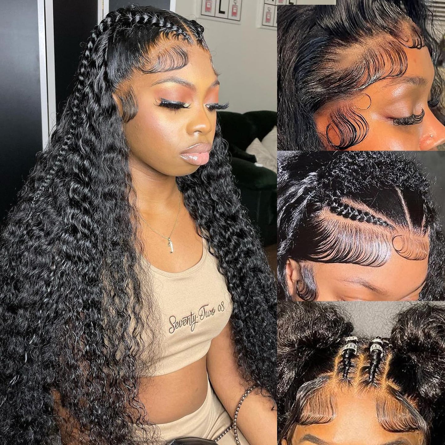 26 Inch Deep Wave Lace Front Wigs Human Hair for Women