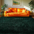 Green Shag Area Rug 5x8 - Plush Furry Soft Rug for Bedroom