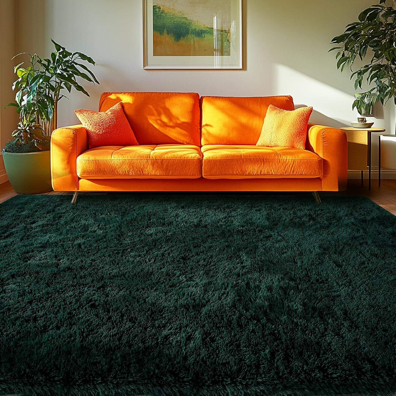 CAIYUECS Green Area Rug 5x8: Soft Shag Rug for Cozy Homes