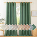 NICETOWN Flax Linen Olive Green Curtains 108 in Panels - Semi Sheer