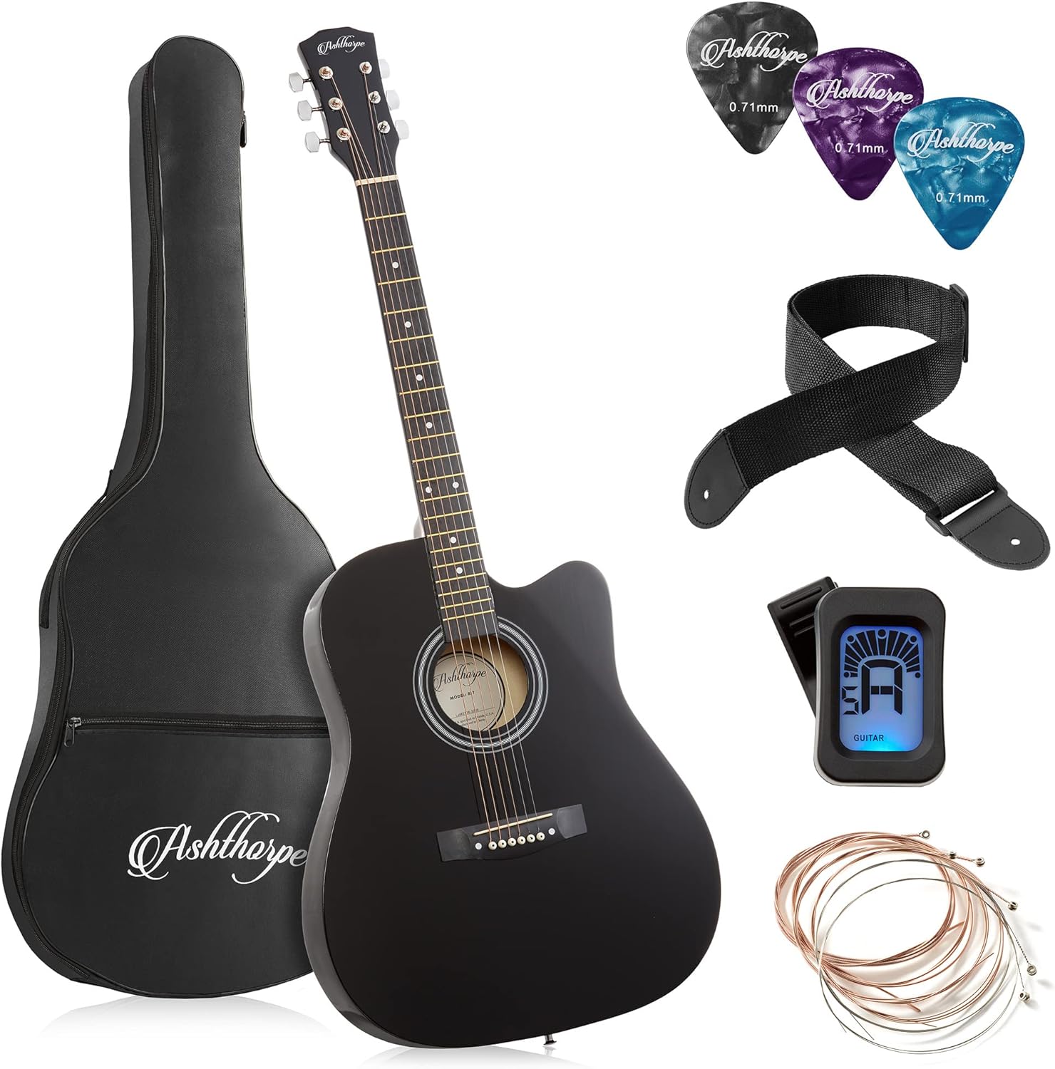 41-inch Beginner Cutaway Acoustic Guitar Package for Starters