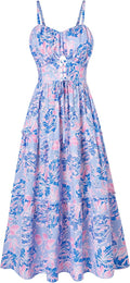 GRACE KARIN Summer Floral Spaghetti Strap Smocked Midi Dress - Breezy