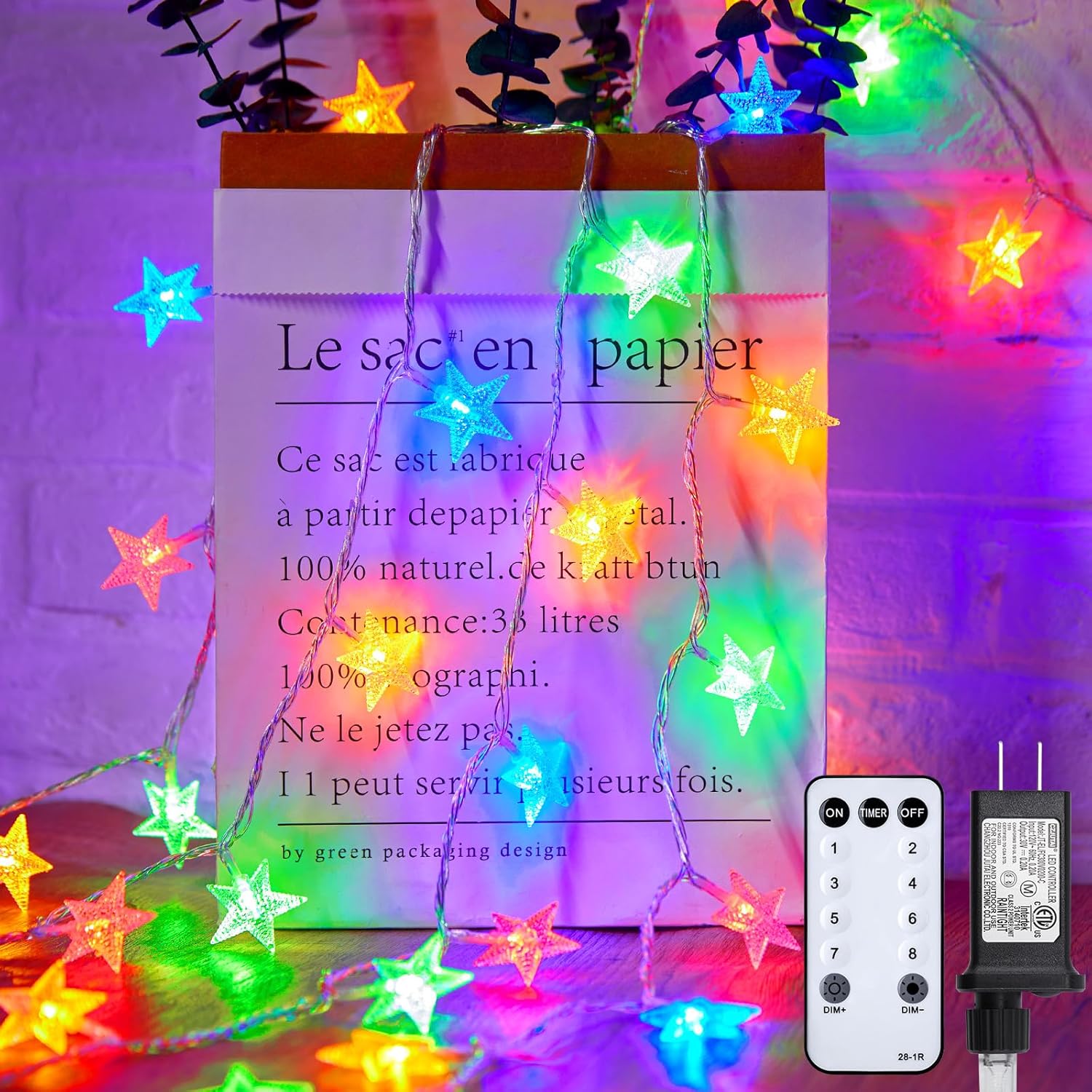 Star String Lights Plug in - 66 ft 200 LED Fairy Lights