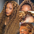 24 inch Ombre Highlight 13x6 Deep Wave Lace Front Wig - Honey Blonde