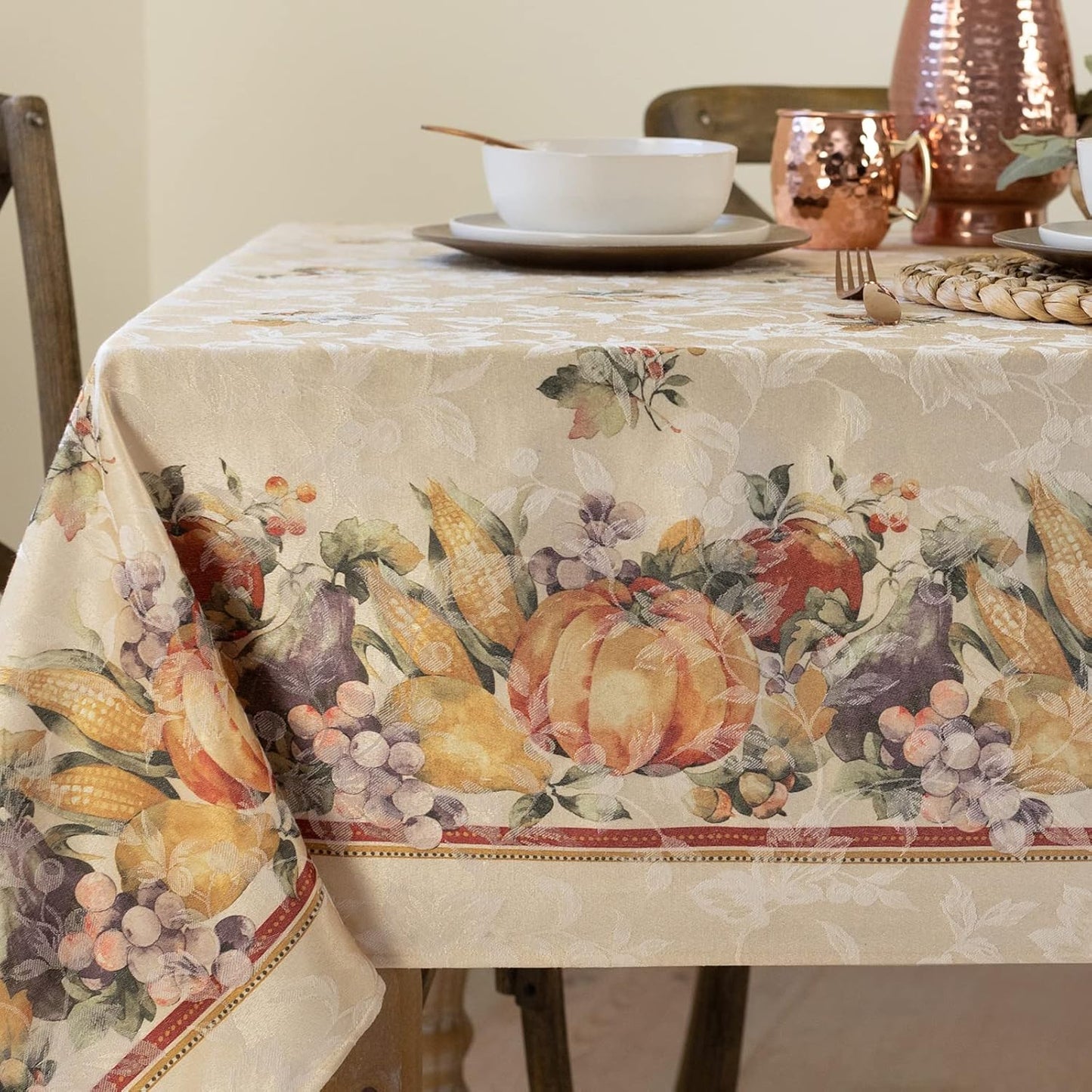 Jubilee Printed Jacquard Fabric Table Cloth for Thanksgiving