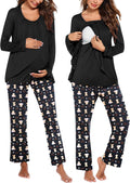 Ekouaer Maternity Nursing Pajama Set - Soft Double Layer Nursing