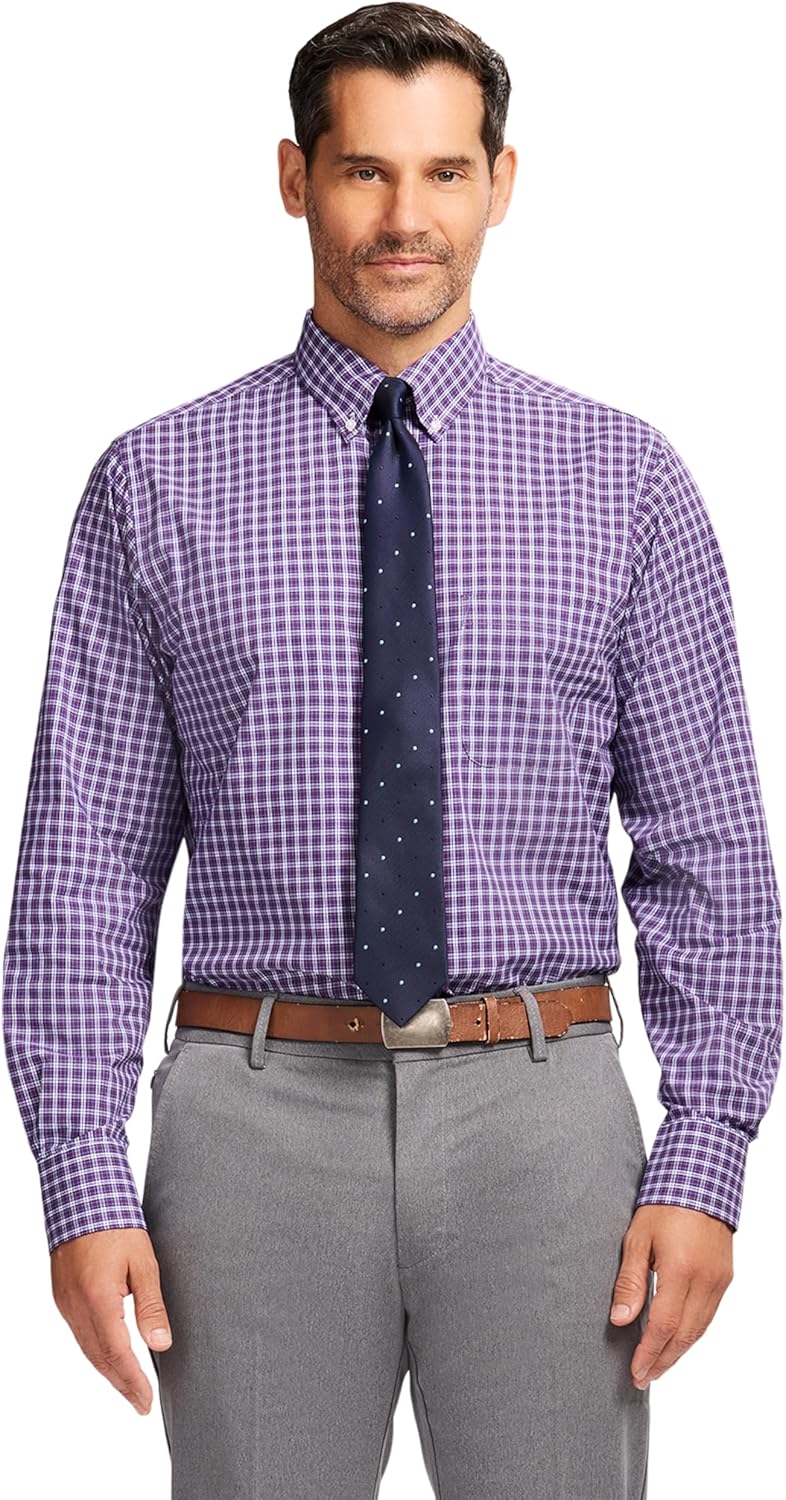 IZOD Men's Dress Shirt Regular Fit Long Sleeve Wrinkle Free