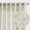 Linen Curtains Farmhouse Green Floral Print 84 in Panels - Light