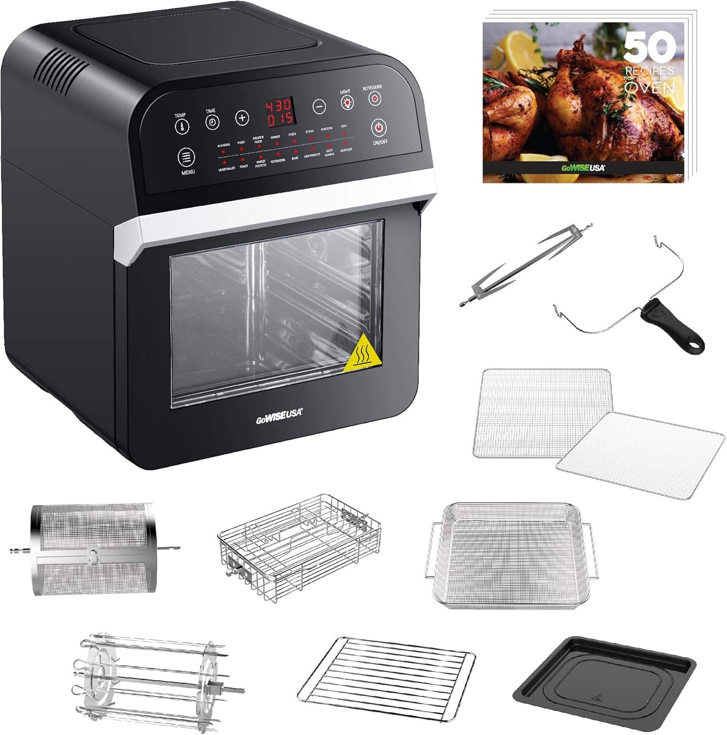 GoWISE 15-in-1 Air Fryer Oven + Recipes QT