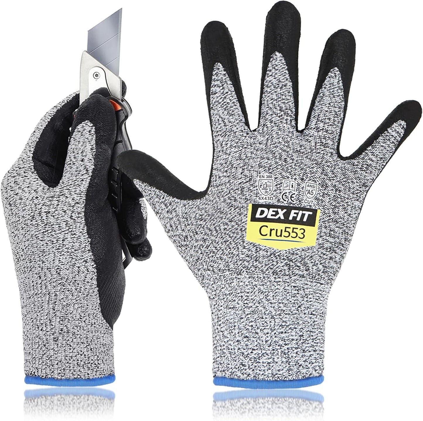 DEX FIT Professional Grade Level 5 Cut Resistant Gloves Cru553