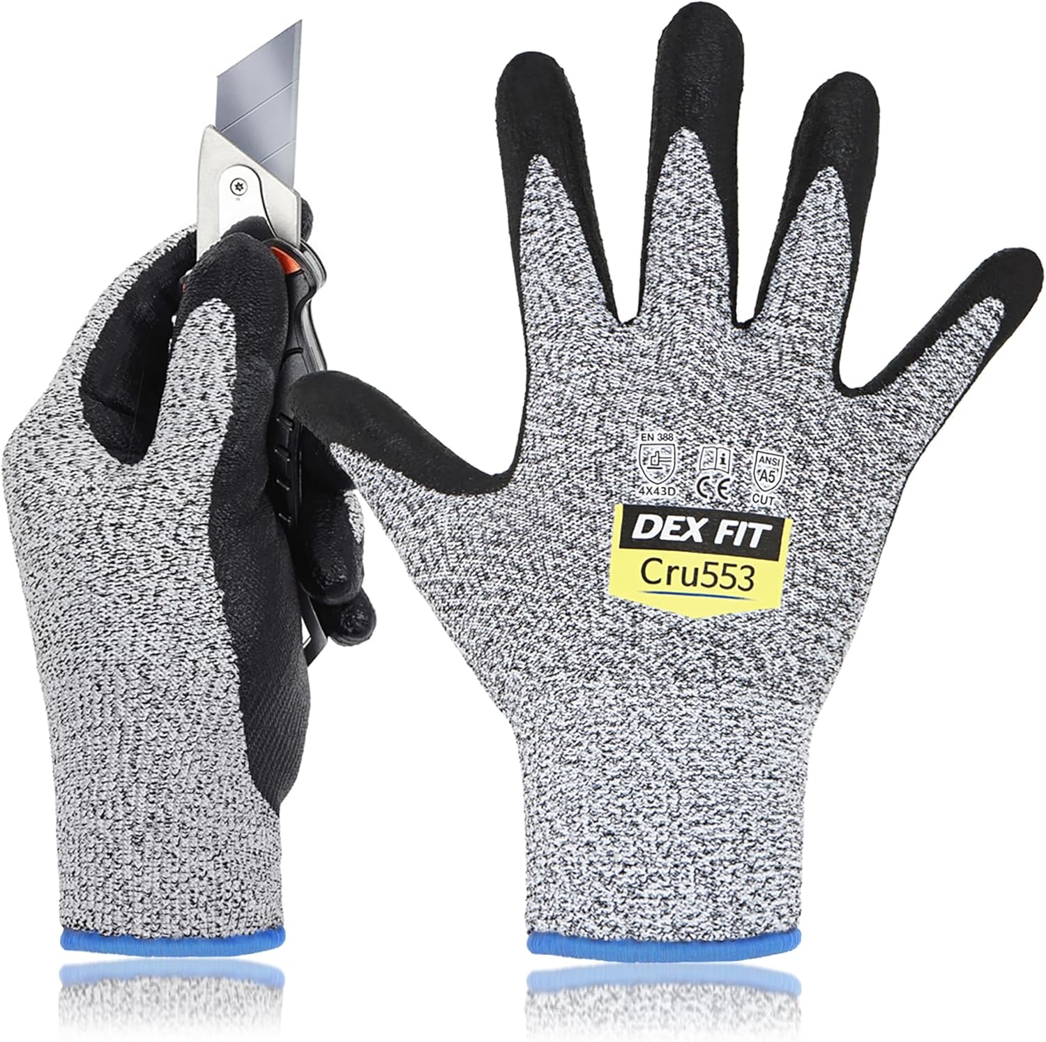DEX FIT Professional Grade Level 5 Cut Resistant Gloves Cru553