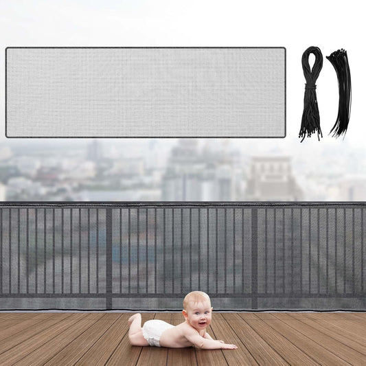 Hosuly 15x3 ft Balcony Safety Net - No Drilling, Maximum Protection