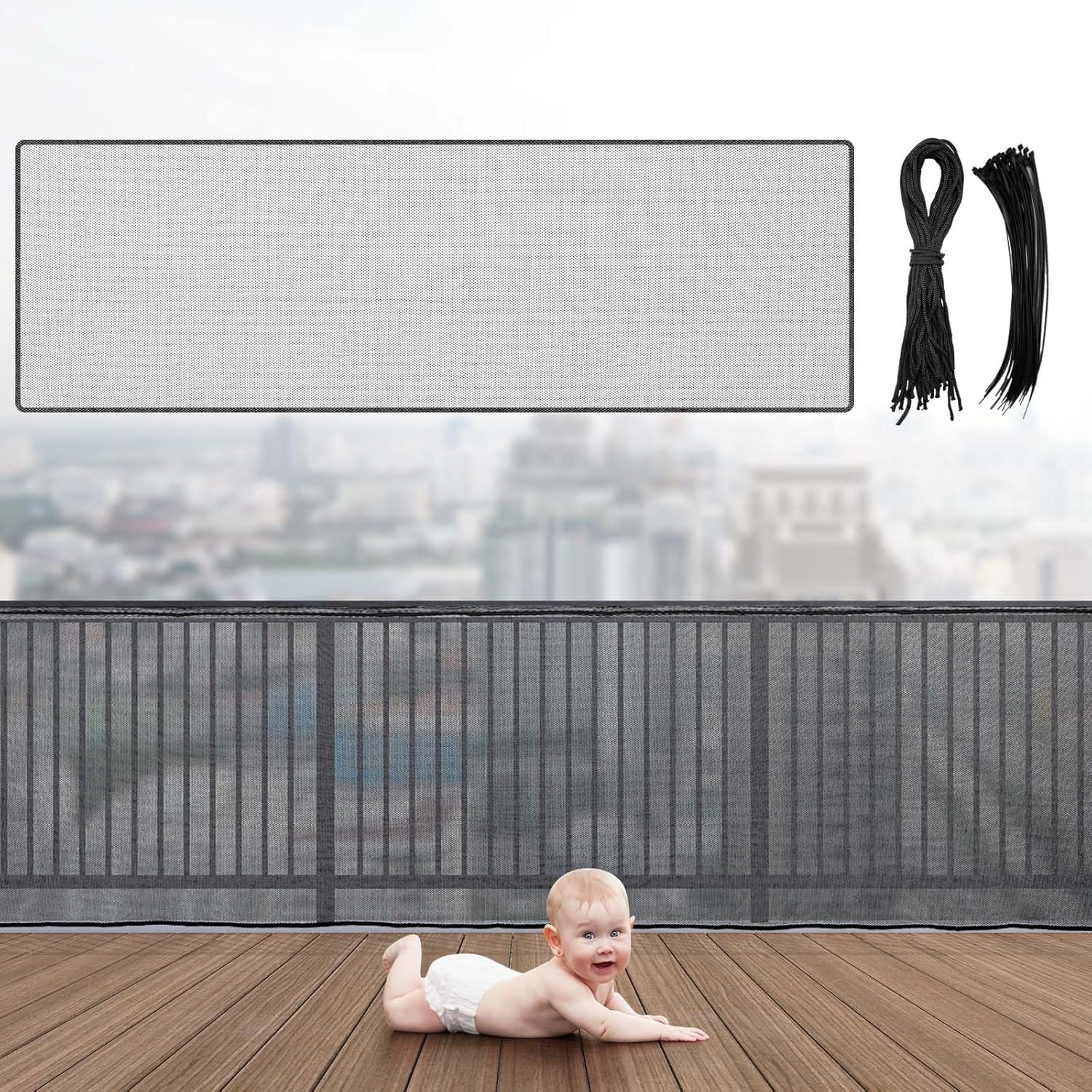 Hosuly Banister Guard 30 x 3 ft Safety Net for Kids and Pets